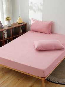 3 piezas Juego de ropa de cama suave y cómoda con textura de camello (incluye funda de almohada) - Rosa - Ver 6