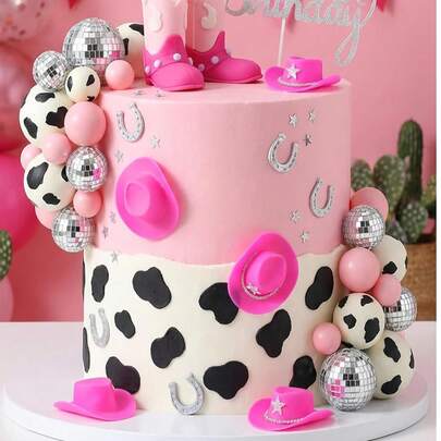 27 PCS Cowgirl Bows Cake Decorations Hat And Boot Cake Toppers For Western Theme Birthday Baby Shower Cowgirl Party Plies