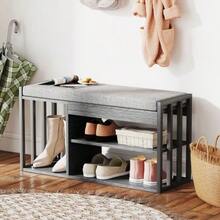 Shoe Rack With Bench, Hallway Shoe Rack, Shoe Cabinet With 3-Tier Design, For Hallway, Entryway, Living Room, Bedroom, Grey - Grey - View 1