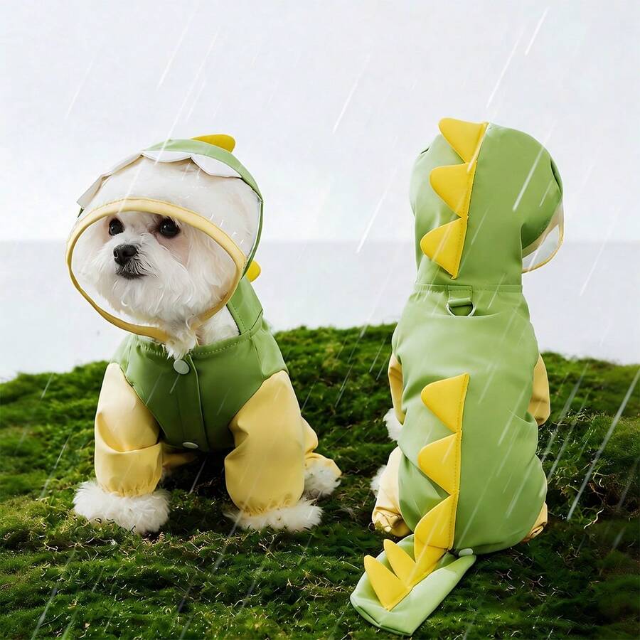 1pc Dinosaur Costume Pet Raincoat, Waterproof Outfit For Cats & Dogs