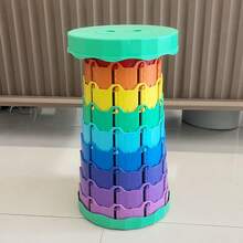 1pc Rainbow Expandable Bench - Outdoor Portable Plastic Folding Adjustable Chair, Suitable For Queuing, Fishing Or Train Sitting - Multicolor - View 8