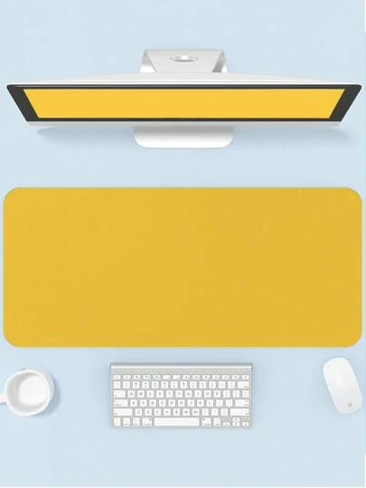 Tấm lót chuột bằng da PU, màu kem vàng trơn, họa tiết Macaron hồng đơn giản, chống trượt, có thể giặt và chống bám bẩn, kích thước lớn, hình vuông, phù hợp cho chơi game/văn phòng/học tập, quà tặng sinh nhật, quà tặng tốt nghiệp, màu đen và tím.