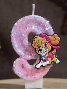 1件裝 Paw Patrol 0-9 數字蠟燭 粉藍色生日蛋糕裝飾用品 可愛動漫狗狗造型派對配件用品 - 卡通 - 查看 21