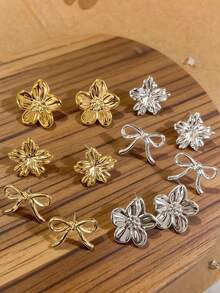 Bộ 6-12 đôi bông tai thời trang nữ, thích hợp để đeo hàng ngày. - Nhiều màu - Xem 2