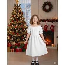 Duna  Dress With Princess Sleeves - White - View 1