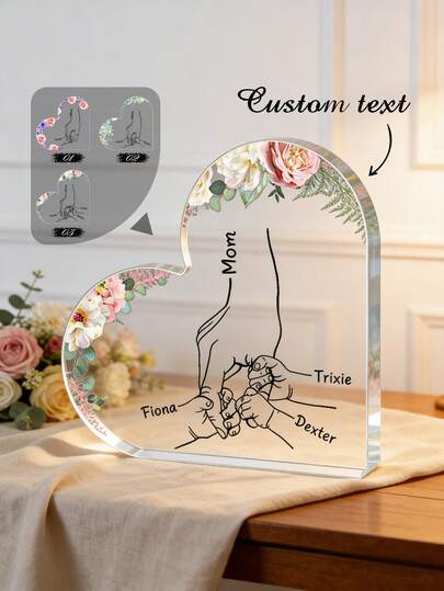 Customized Heart-Shaped Acrylic Decorations, Personalized Parental Decorations, Mother's Day And Father's Day Commemorative Plaques. Customized Acrylic Decorations, Personalized Acrylic Plaques, Mother's Day Gifts, Father's Day Decorations, Family Memory Keepsakes.
