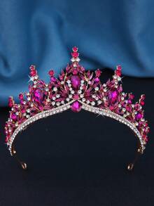 奢华水晶叶片新娘皇冠，水钻成人派对头饰，选美皇冠，适用于节日和活动，情人节配饰，婚礼发饰 - 皇冠 - 查看 6