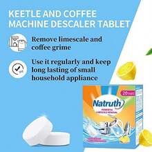 NATRUTH 20 Packs Powerful Limescale Removal,Efficient Water Bottle Cleaning Tablets,Odor-Free KETTLE & Coffee Cup Cleaner Tablets,Descaler For Coffee Machine,Natural Stainless Steel Cup Cleaners - / - View 7