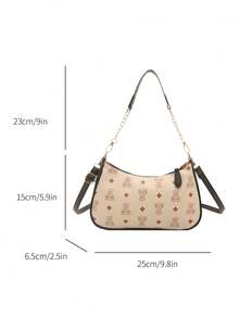 时尚女士单肩包、法棍包、腋下包、新月包 - 白色 - 查看 6