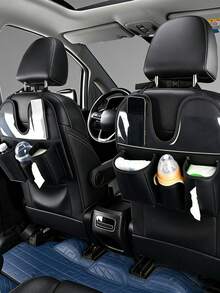 High Quality PU Leather Car Seat Storage Bag With Tablet And Cup Holder | Multi-Compartment Design For Snacks, Tissues, Water Bottles | Suitable For SUV, Pickup, Sedan Backseat | Convenient Travel Accessory - Style a - View 9