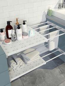 1/2件装衣柜隔板，免钉可伸缩宿舍柜浴室厨房储物架，储物柜隔板 - 彩色 - 查看 4