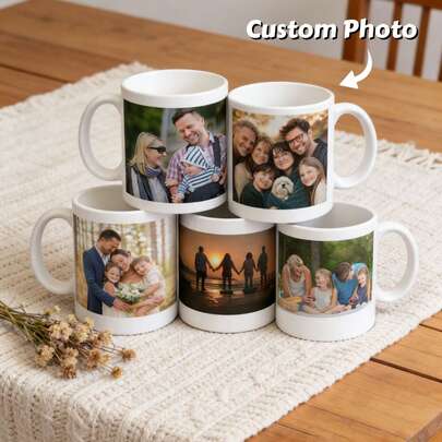 1 pièce Tasse photo de famille personnalisable, personnalisez avec votre photo de famille pour préserver des souvenirs précieux, ajoutant une atmosphère chaleureuse et émotionnelle à votre boisson quotidienne. Convient pour la famille, le bureau, l'anniversaire, l'anniversaire de mariage, la fête des mères, la fête des pères et d'autres occasions familiales spéciales