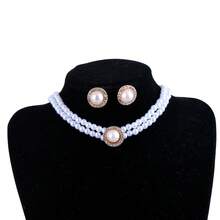 珍珠首饰套装（1件）：项链1条，耳环1对，戒指1枚 - 彩色 - 查看 3