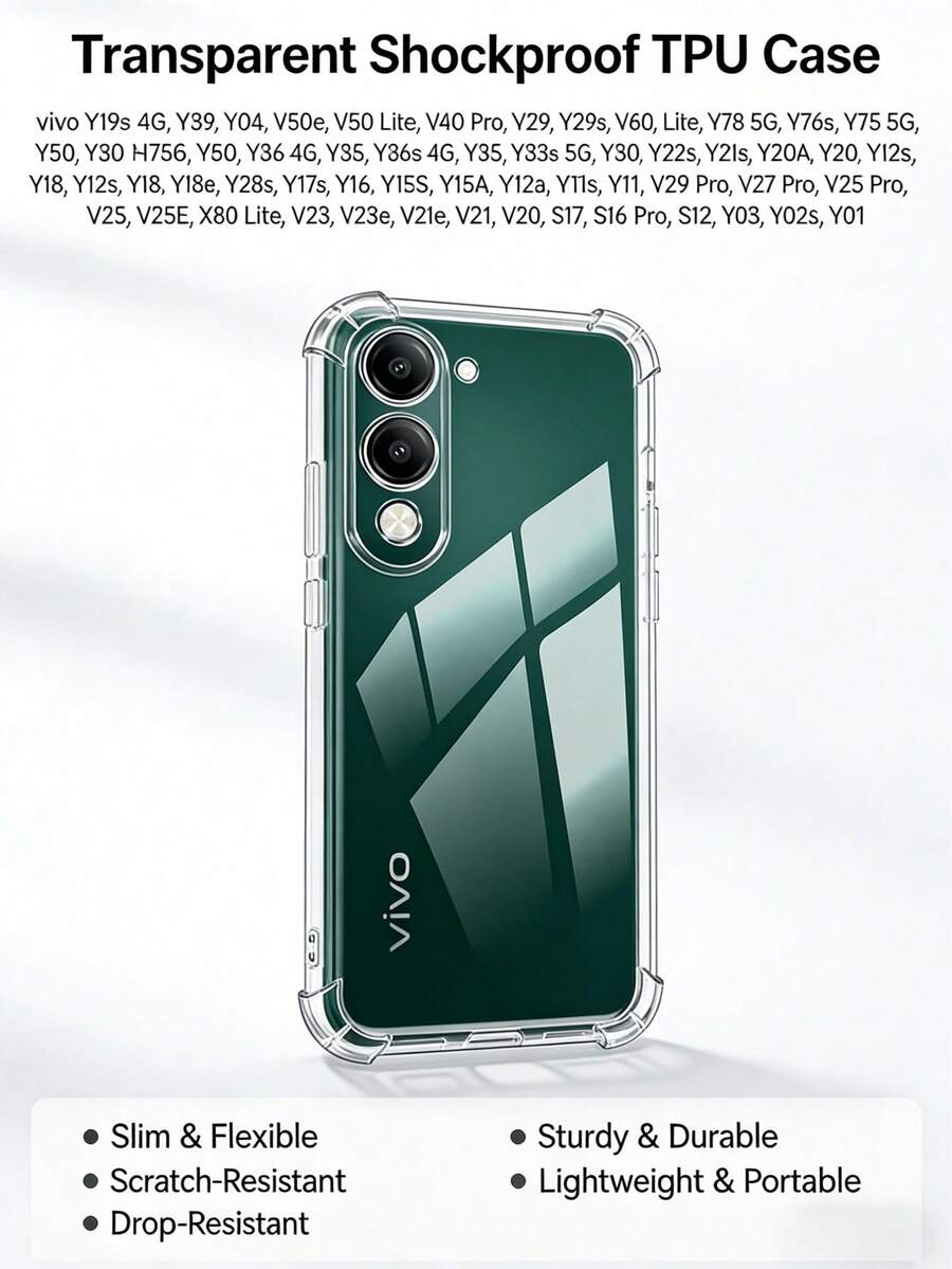 Casing Ponsel Transparan Anti-Jatuh Cocok Untuk V40 Lite 5G Global, Y33s 5G (China). Ringan dan Fleksibel, Tahan Gores, Anti-Jatuh dan Tahan Guncangan, Anti-Oksidasi, Dengan Desain Bingkai Pelindung, Desain Pelindung Kamera, Tahan Lama dan Portabel, Anti Sidik Jari, Anti-Selip, Casing Pelindung TPU Transparan yang Menutupi Seluruh Layar. - Clear - View 1