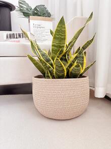 1个绳编植物篮，乡村现代风柳条篮，落地式花盆收纳盒，农舍家居装饰，手工圆形花盆，复古纯色大容量花盆，桌面植物架，室内绿植篮，置物架篮，用途广泛：- 桌面装饰 - 办公室装饰 - 派对、活动、节日和生日派对花盆 - A - 查看 13