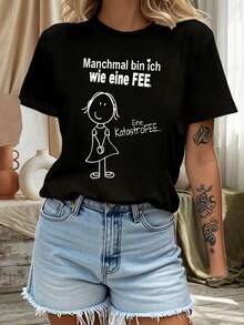 A veces me siento como una hada. Una Hada del Desastre... Camiseta Casual de Manga Corta y Cuello Redondo para Mujer con Estampado de 'Hada del Desastre', Perfecta para Uso Diario y como Regalo para las Fiestas. - Negro - Ver 7