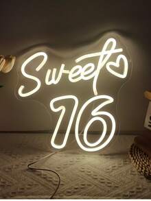 1PC Đèn Neon LED Sweet 16 Đa Màu Trang Trí, Phong Cách Sinh Nhật Ngọt Ngào, Cấp Nguồn USB Có Công Tắc Điều Chỉnh Độ Sáng, Lý Tưởng Cho Phòng Ngủ, Phòng Khách, Sinh Nhật, Tiệc & Trang Trí Nhà Hàng, Quà Sinh Nhật Hoàn Hảo Cho Thiếu Nữ & Lễ Kỷ Niệm Sinh Nhật - ánh sáng đa sắc - Xem 12