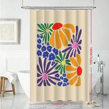 1pc Floral Pattern Art Spring Style Shower Curtain, Modern Painting-Style Design, Unique Home Gift, Gift For Friends, Machine Washable, All-Season Use, Bathroom Decor - Multicolor - View 5