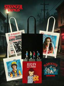Netflix 1PC Stranger Things Officially Licensed Handbag Retro Style Shoulder Tote Bag Cartoon Character Crossbody Purse Featuring Max Eleven Demogorgon Sturdy Material For Casual Wear And Collection Perfect Gift For Fans - Multicolor - View 1