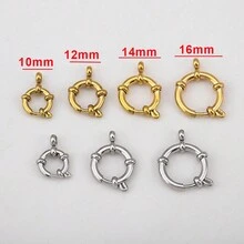 4 Peças Fecho de Mola Redondo de Aço Inoxidável Ajustável, Ganchos de Pressão Náuticos Multifuncionais Ajustáveis, Acessórios Conectores de Joias para Fazer Colar, Pulseira, Tornozelo DIY - fivela de aço inoxidável - Visão 3