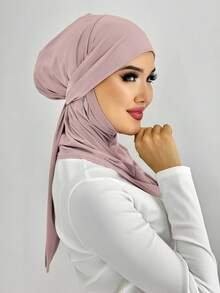 1pc Hijab Cap/Balaclava, Women's Minimalist Fashion Casual Elegant Modest Neck Scarf Headwrap, Modal Soft Breathable Fabric, 2-In-1 Instant Scarf & Headcover, Suitable For Daily Life, Festivals, Gatherings, Prayers,Beach,Holiday,Accessories,Travel Essential - Balaclava Hijab - View 24