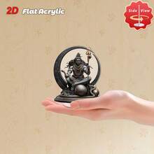 1 Bàn thờ thiền Shiva xoay phẳng 2D | Tượng thần Hindu bằng acrylic với đế sen, nốt nhạc, gậy ba mũi, thích hợp cho nhà cửa, văn phòng, phòng tập yoga - Trang trí tâm linh - A - Xem 6