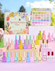 Beetles 30 Colors 10ml Each HEMA Free Spring Gel Polish Kit With Top And Base Coat, Swatch Card Soak Off UV LED Manicure - 30 màu 10ml Bản giao hưởng mùa xuân - Xem 9