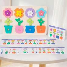 Children's Flower Matching Puzzle Board, Color Identification Training Toy For Boys And Girls, Wooden Educational Toy For Cognitive Development - Multicolor - View 14