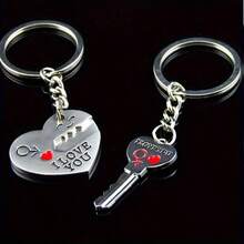 Bộ 2 móc khóa hình trái tim "I Love You" bằng hợp kim, thích hợp để trang trí túi xách, balo, quà tặng Valentine cho người yêu. - Nhiều màu - Xem 6