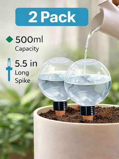17.5盎司自动缓释植物浇水系统，室内/室外园艺工具，无需用电，适用于多肉植物和鲜花，自浇水装饰
