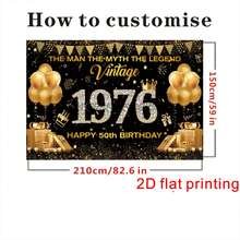1pc 40th, 50th, 60th, 70th Birthday Backdrop Banner, Retro Vintage Rainbow Theme Birthday Party Gift, Anniversary Celebration Decoration For Him - Multicolor - View 6