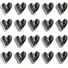 5pcs/10pcs/15pcs Black Heart-Shaped Refrigerator Magnets, Elegant Minimalist Decorative Magnets Suitable For Refrigerator, Whiteboard, Office, Kitchen, Washing Machine And Any Iron Surface, Refrigerator And Modern Home Decor - Black - View 1