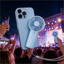 1pc Mini Handheld Electric Fan - Portable Lightweight Battery Powered Quiet Cooling Fan, Suitable For Summer Outdoor, Indoor And Patio Use, Portable Cooling Fan, Fashionable Handle Design - Multicolor - View 16