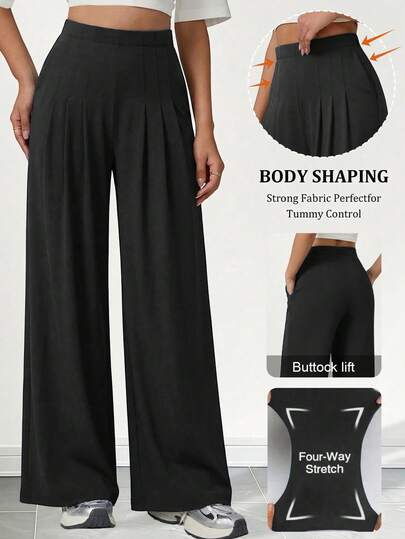 Nuevos pantalones deportivos para mujer de talla grande, con cintura elástica y cordón, corte holgado para correr, hacer ejercicio, uso casual al aire libre, pantalones de pierna ancha suaves con bolsillos