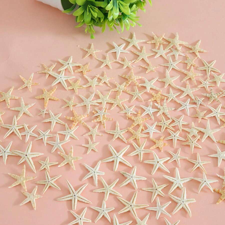 50pcs Mini Natural Starfish Micro Landscape Beach Wedding Nautical Decor Resin Handmade DIY Vase Filler Small Star Shaped Seashells Beach Decor, Suitable For DIY Jewelry Making, Fish Tank/Bathroom Home Decor, Party Candle Wedding Decor, Handcraft Best Birthday Graduation Gift, Size 0.4"-1" - Multicolor - View 1