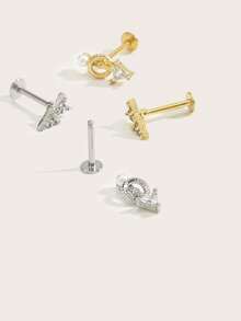 1pc Fashionable Delicate Pearl Arrow Stud Earrings, Suitable For Women's Daily Wear - Arrow - View 3