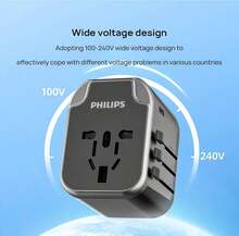 PHILIPS 全球旅行轉換插頭 – 英標日標歐標全覆蓋，自備USB-C快充口，手機電腦兩用，便攜多合一，適用於200多國 - 彩色 - 查看 2