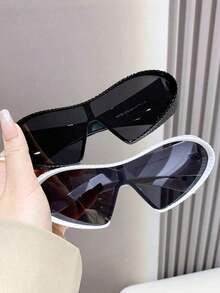 LiMiaoMiao 1pc Unisex Oversized Cat-Eye Fashion Glasses, Y2K Style, Novelty, Funny, Party, Vacation Accessory Beach Accessories For Women Glasses Shades For Summer Beach Vacation,Outdoor,Travel - 黃色 - 查看 6