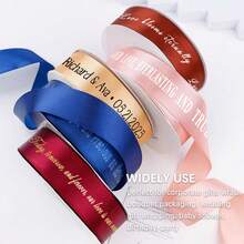 2/5/10/20/30/50/90m Customizable Text Satin Ribbon, Personalized 1cm/1.5cm/2cm Width Satin Ribbon, Colorful Silk Ribbon Suitable For DIY Crafts, Making Bows, Wedding Decoration, Gift Wrapping And Party Decoration, Birthday Gift Packaging - Red - View 8