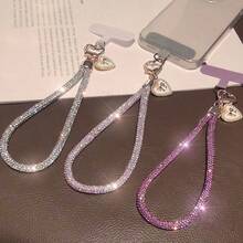 1 pieza Llavero de cristal de lujo, Cordón para teléfono con rhinestones, Correa de muñeca brillante, Elegante llavero con dije, Accesorio para bolso, Dije para teléfono - Multicolor - Ver 7