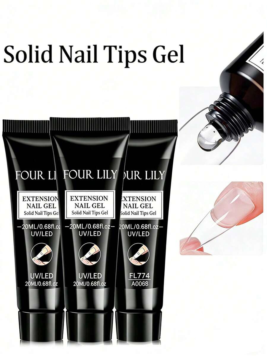 FOUR LILY 1/2/3 lọ keo dán móng tay dạng đặc 20ml, gel dán móng giả, keo dán 3 trong 1 trong suốt, gel dán móng giả siêu bền, gel acrylic siêu chắc cho việc nối móng, keo dán móng giả lâu trôi.