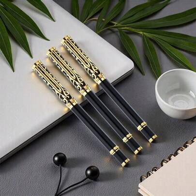 Bút bi kim loại màu đen sang trọng / Bút viết trơn tru, thích hợp để ký tên / Bút bi kim loại chất lượng cao / Hộp mực có thể thay thế / Thích hợp sử dụng trong văn phòng, trường học và làm bút thi.