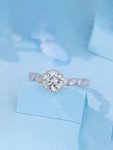 Anello in argento sterling S925 con moissanite, regalo per proposta di matrimonio, anniversario, San Valentino per lei, minimalista e versatile per uso quotidiano - Bianco - Visualizzare 3