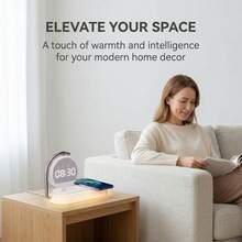 5-In-1 Alarm Clock Night Light, 15W Wireless Charging Station, 360° Rotatable Digital Clock, Dimmable Warm Touch Lamp, Alarm, Time Date Display, USB-C Power, Overcharge Overheat Protection For Bedroom Bedside Desk Decor - 1PC - 查看 7