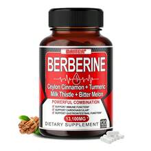 Premium Berberine Formula Capsules Containing Ceylon Cinnamon, Turmeric, Milk Thistle, Bitter Melon, And Black Pepper Extracts-Supporting Cardiovascular, Immune, And Gut Health-120 Capsules. - 1瓶 - 查看 1