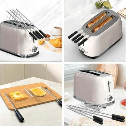 LZLXXLZL Sandwich Cage - Toaster Racks For 2-Slice Toast Maker, Classic Sandwich Clip To Make Toasted Sandwiches, Stainless Steel Bread Rack Toaster Accessories (Black)