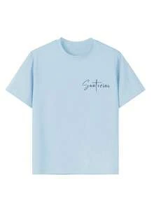 Tween Girls' Casual Funny Print Crew Neck Short Sleeve T-Shirt, Summer Top - Baby Blue - View 10