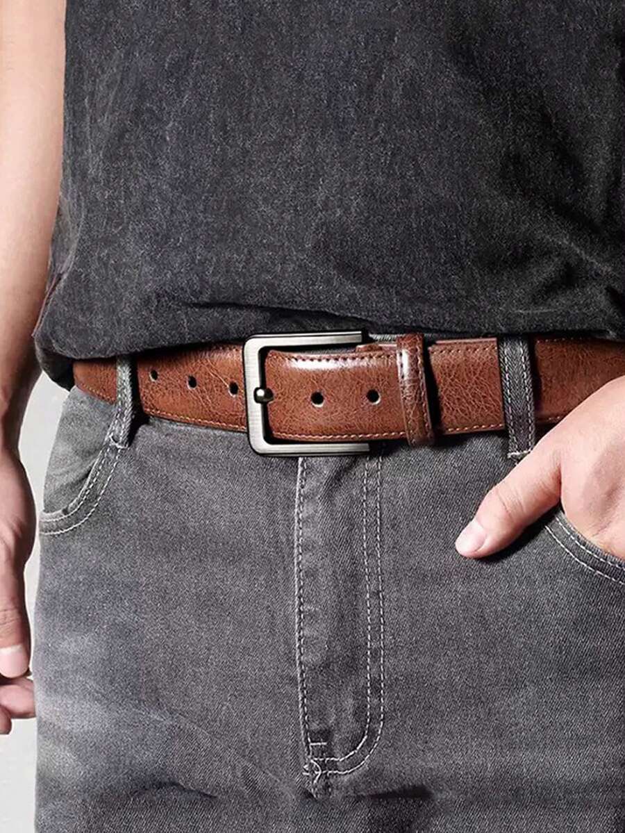 Joopzqm Quà tặng Ngày của Cha: Thắt lưng da nam khóa ghim kiểu dáng cổ điển, thắt lưng quần jeans cho thanh thiếu niên, quà tặng Ngày của Cha, quà tặng Ngày Valentine. - Nhiều màu - Xem 1