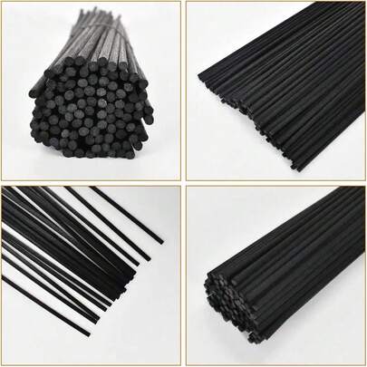 Hemiks 50pcs Fragrance Diffuser Sticks, Suitable For Essential Oil Diffusion At Home, Office, Hotel Spa, 24cm X 3mm, Black