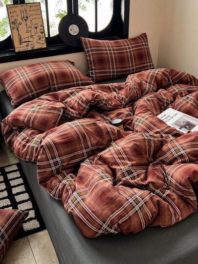 Bộ chăn ga gối 3 món bằng polyester tối giản, in họa tiết retro, phù hợp cho phòng ngủ tập thể nam/nữ, có khóa kéo, dùng được cả bốn mùa, mềm mại và thoáng khí, phù hợp với giường ký túc xá, giường đơn, giường đôi, giường cỡ lớn, phòng ngủ, có thể giặt máy (1 vỏ chăn, 2 vỏ gối, không kèm ruột chăn)